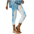 thumbnail image 4 of CFLVAEK Women's Tie Dye Capri Leggings Elastic Waist Gradient Lounge Pants Trendy Printed Beach Capris Casual High Rise Pedal Pushers Summer Saving, 4 of 7