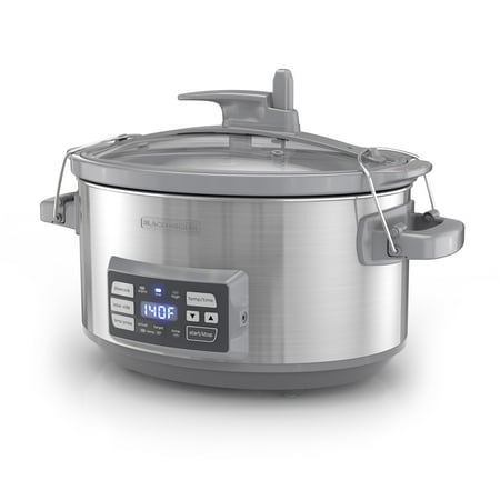 BLACK+DECKER 7-Quart Digital Slow Cooker with Temperature Probe + Precision Sous-Vide , Stainless,