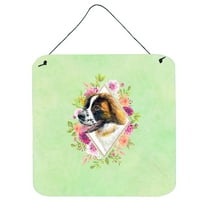 Saint Bernard #2 Green Flowers Wall or Door Hanging Prints
