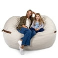 thumbnail image 2 of Big Joe Fuf 8Ft Giant Foam Bean Bag Chair, Oversized Couch with Removable Cover for Kids, Teens, Adults, Sandstone Textured Boucle, 8 Foot, 2 of 7