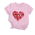 thumbnail image 1 of tarylea Hauts de la Saint-Valentin pour Femmes Col Rond Manches Courtes Chemises Imprimé Cœur Haut d'Été Ample Décontracté Basique, 1 of 3
