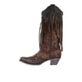 thumbnail image 4 of Corral Boots Womens Leopard Fringe Snip Toe Pull On Cowboy  Mid Calf Boots, 4 of 5
