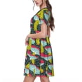 thumbnail image 2 of Easygdp Green Mushroom para Vestido Transpirable de Mujer, Vestido Suelto de Manga Corta con Pliegues y Bolsillos para el Verano, 2 of 6