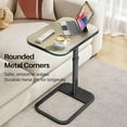 thumbnail image 5 of Driftwood Grey TV Tray Table, Adjustable Height & Rounded Metal Corners, Snack Table for Couch, Sofa, Bed, Chair, Living Room, C Shaped End Side Table for Eating, Dinner or Laptop, Small Spaces, 5 of 15