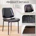 thumbnail image 3 of Dining Chairs Set of 2, Upholstered PU Leather Armless Dining Chair, Mid Century Modern Dining Room Chairs, Retro Walnut Bentwood Kitchen Chairs with Metal Legs and Adjustable Feet, Black, 3 of 5