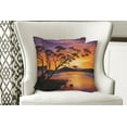 thumbnail image 4 of Ambesonne Landscape Throw Pillow Cover 2 Pack, River Mountain Sunset, 18", Burnt Orange Purple, 4 of 6