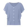 thumbnail image 5 of Tops for Women Trendy Tunic Blouse Floral Women Cool Gear Ladies Trendy Tops Sweater Tees for Ling Sleeve T Shirts Band 13 Tall Shirts Casual Long Sleeve Cropped Satin Shirt Short Ladies Blue L, 5 of 6
