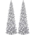 thumbnail image 1 of Árbol de Navidad Leyndo plegable de 1,5 m con lentejuelas plateadas, 2 unidades, 1 of 6