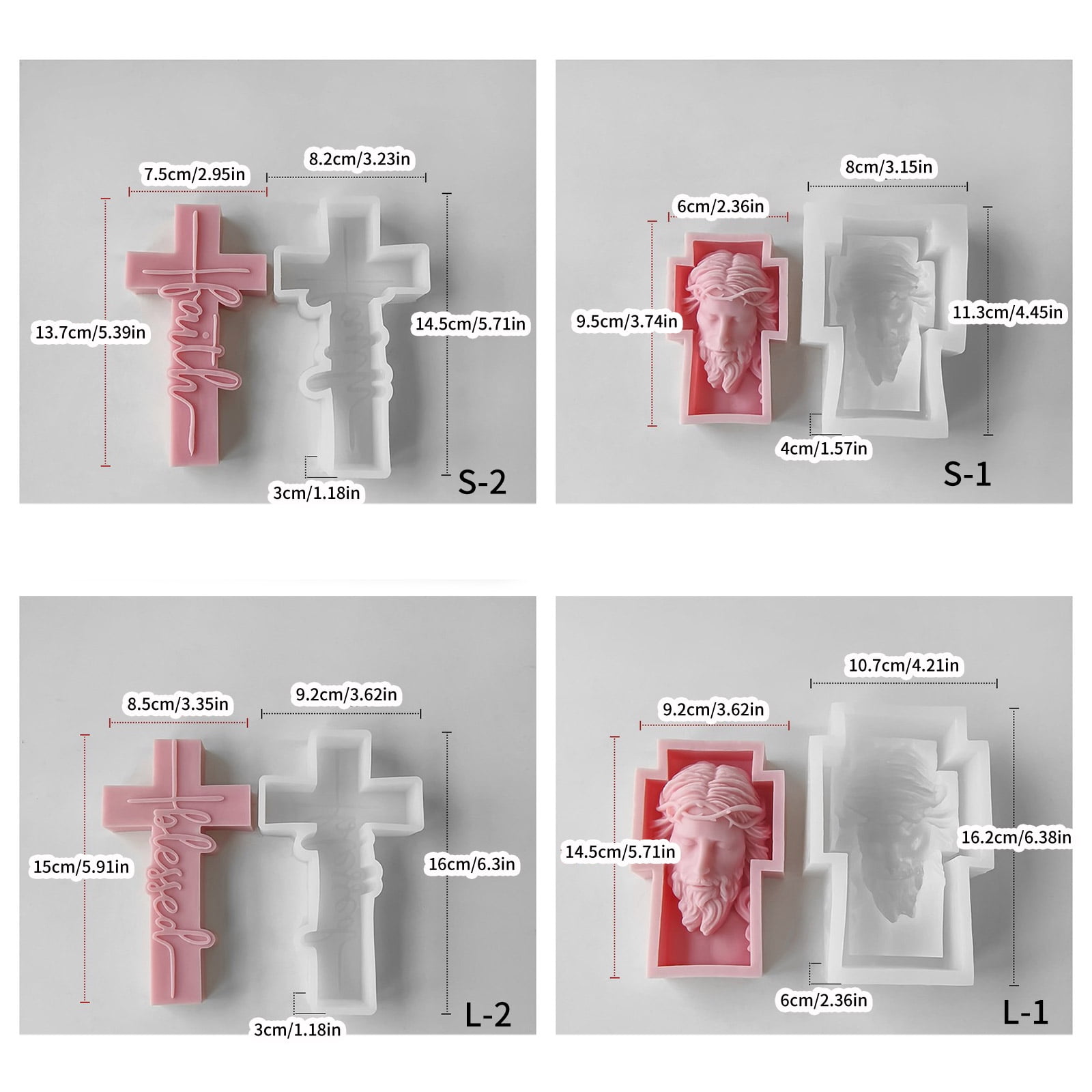 Flexible Silicone Mold Handmade Mould Epoxy Resin Moulds Church Prayer Crosses Sculpture Shaped Molds Decors