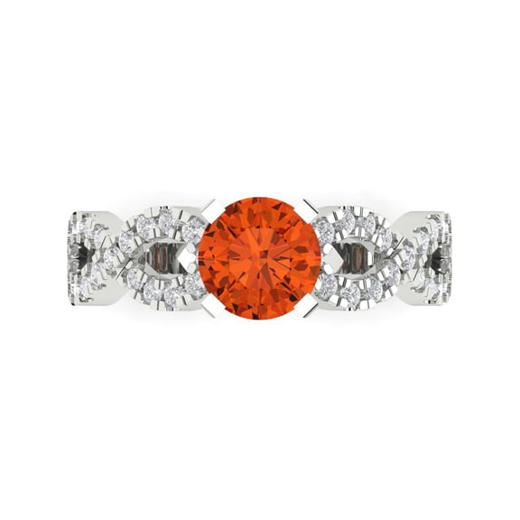 Solitaire with Accents Engagement Ring for Women - 1.42ct Simulated Red Diamond in 18K White Gold Promise Ring