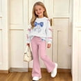 thumbnail image 4 of Iyufng Fall 2 Piece Sets for Girls, Bow Decor Top with Slightly Flared Pant Set, Girls Printed Tracksuits, Ages 5–15 Multiple Colors, 4 of 8