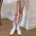 thumbnail image 4 of Aojekbee Women’s Knee High Socks Vintage Over The Calf Long Socks Kawaii Lolita Socks with Tulle Bows, 4 of 7