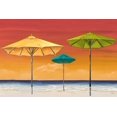 thumbnail image 2 of Hakimipour, Tiffany 32x23 Black Ornate Wood Framed with Double Matting Museum Art Print Titled - Tropical Umbrellas I, 2 of 4