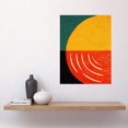 thumbnail image 2 of Simple Bold Abstract Modern Painting Teal Mustard Coral Black Large Wall Art Poster Print Thick Paper 18X24 Inch, 2 of 5