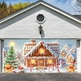 thumbnail image 2 of 8X7FT Christmas Gingerbread House Garage Door Decorations Winter Snowflake Merry Xmas Tree Door Cover Garage Door Banner Photo Backdrop Background Outdoor Snowman Candy Party Yard Wall Decor, 2 of 5