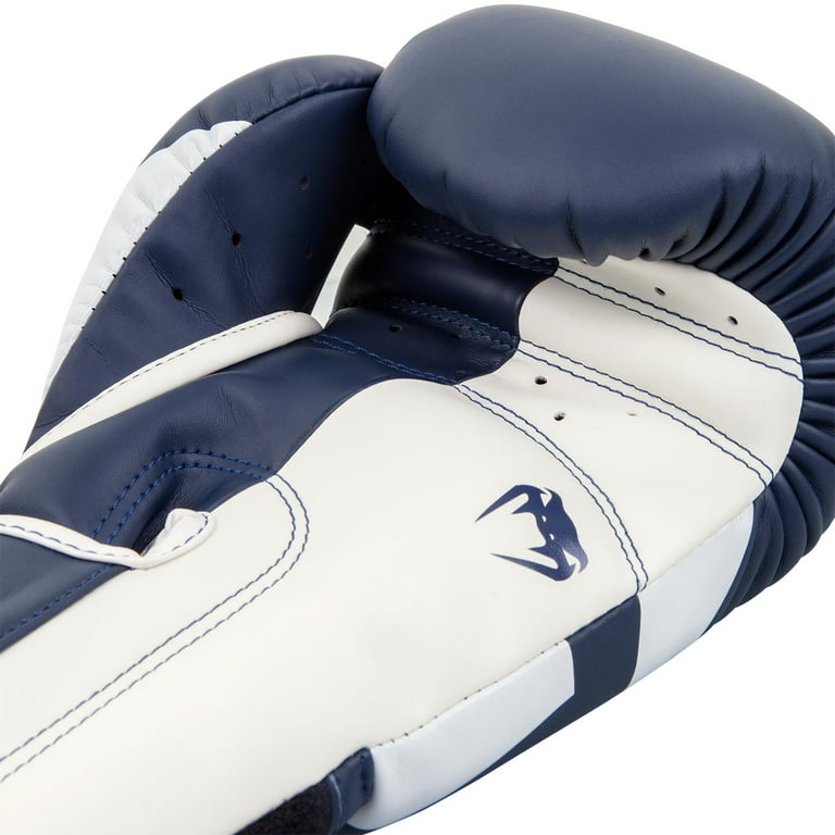 Venum Elite Boxing Gloves - White/Navy Blue 12 oz