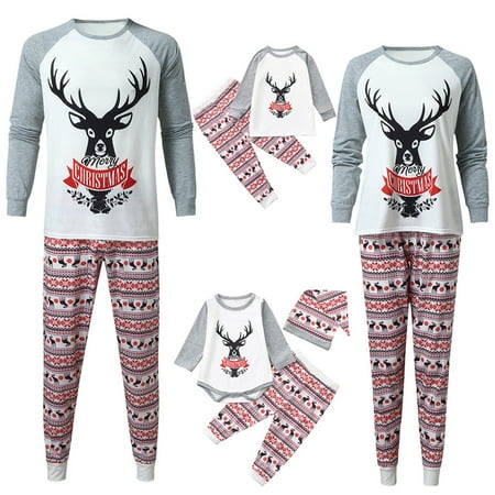 

Family Matching Pajamas Christmas Printed Clothes Cotton Holiday Sleepwear Sets Long Sleeve Pjs