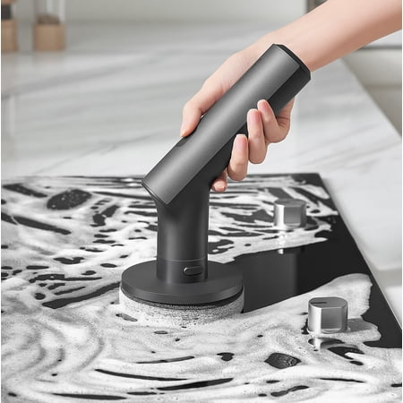 HOTO Household Cleaning Spin Scrubber with 6 Brush Heads, Long Handle and Waterproof