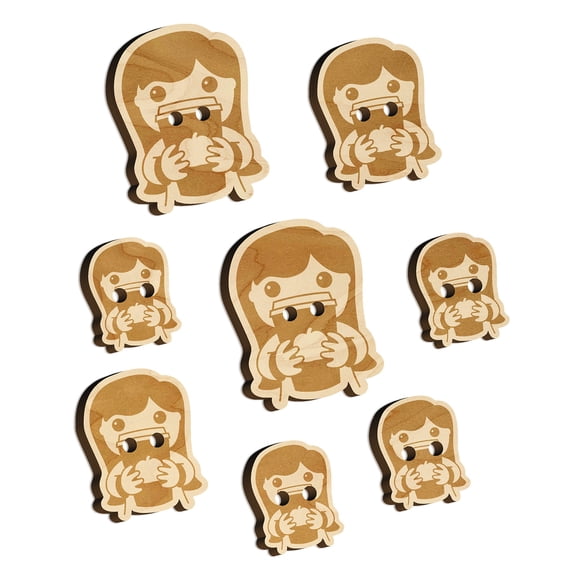 Pumpkin Latte Girl Fall Coffee Wood Buttons for Crochet Knitting Sewing DIY Craft - 1.25 Inch Large (5pcs)