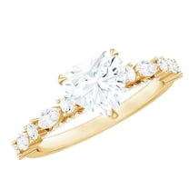 Heart Shaped Moissanite Solitaire Engagement Ring for Women - 7 mm - D-VS1 Grade, 10K Yellow Gold, US 10.50