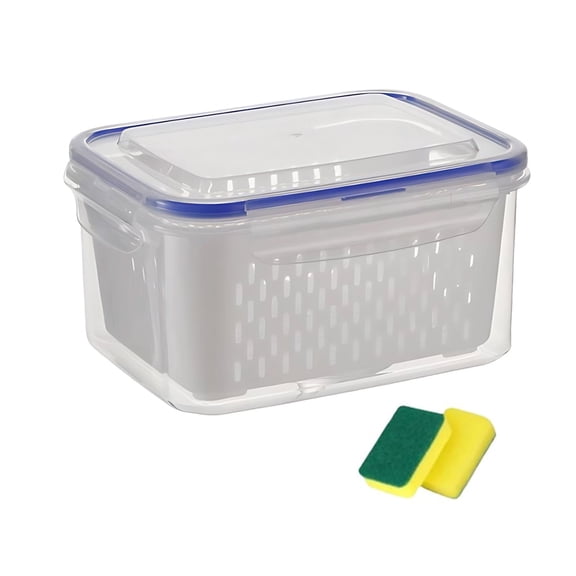 1 Pack Fridge Food Storage Container with Lids with Strainer,Plastic Fresh Produce Saver Vegetable Fruit Meat Storage Organization, BPA-Free Plastic Produce Keepers(1750ML)