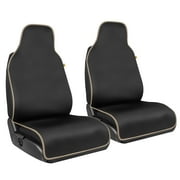 Caterpillar Waterproof Automotive Seat Cover for Cars Trucks and SUVs, 1 Piece Durable Neoprene Seat Protector for Front Seats, Black Car Seat Cover with Beige Trim