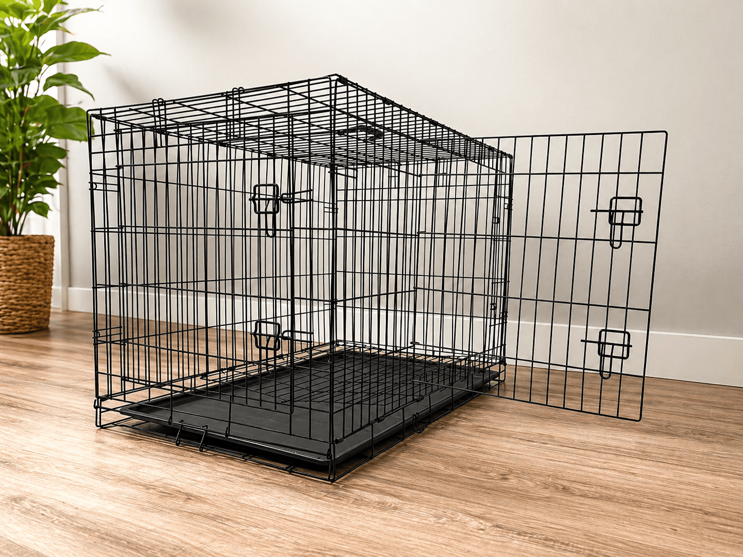 24' X 18' X 19' Medium Welded Wire Dog Crate with Plush Bed