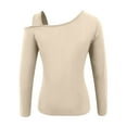 thumbnail image 5 of LEBONYARD Women's Fashionable Slim Fitting Round Neck Long Sleeved Half off shoulder Pullover Ladies Tops Casual Solid Colored Chic Design Fall Tops, 5 of 5