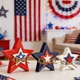 thumbnail image 5 of 3 Pcs 4th of July Decor Wooden Star White Blue Red Decor Patriotic Memorial Day Tiered Tray 250th Anniversary Independence Labor Day Table Wooden Decoration for Home Office Table(Vintage), 5 of 8