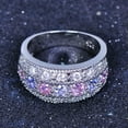 thumbnail image 5 of Women's Pink&Purple White AAA CZ Band 925 Silver Engagement Wedding Ring Sz 6-10, 5 of 6