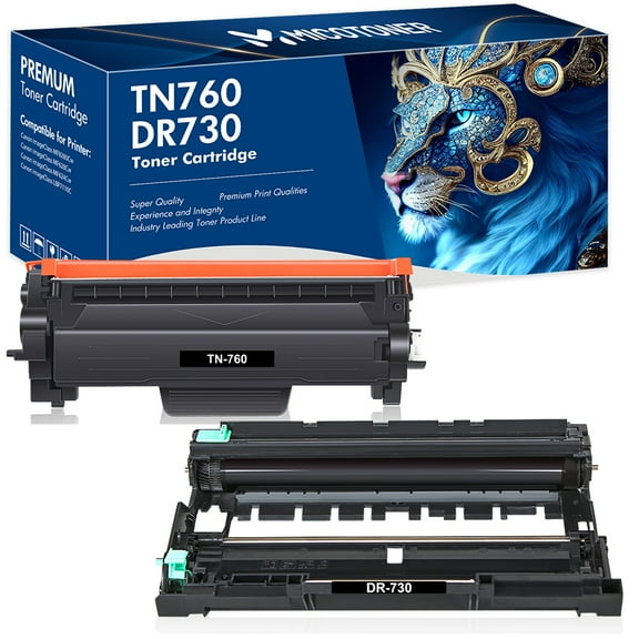 MICOTONER Compatible Toner Cartridge TN-760 & DR-730 Drum Unit for Brother HL-L2390DW DCP-L2550DW MFC-L2750DWX (Black 1*Toner Cartridge 1*Drum)