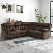 Bonzy Home Modern Manual Reclining with Center Console with Hidden Storage, Living Room Furniture Set, Fabric Symmetrical Couch with 2 Cup Holders for Living Room