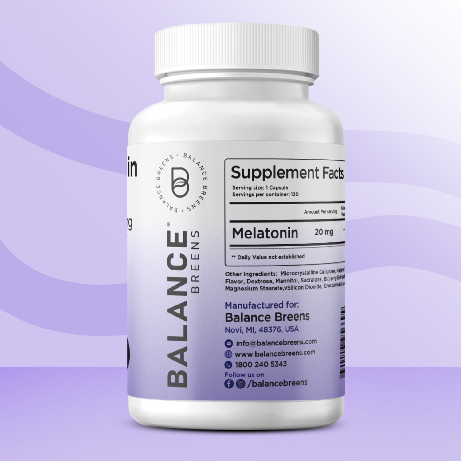 Melatonin 20mg, 120 Tablets - Natural Sleep Aid