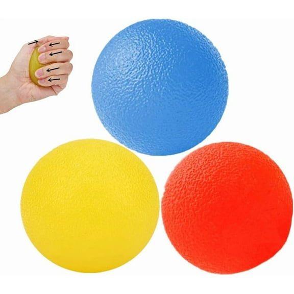 3 Resistance Levels Hand Exercise Balls, Stress Balls for Adults, Squeeze Balls for Physical Therapy, Hand Grip Strength Trainer Hand Squeezers for Strength, Wrist Forearm Finger Exerciser