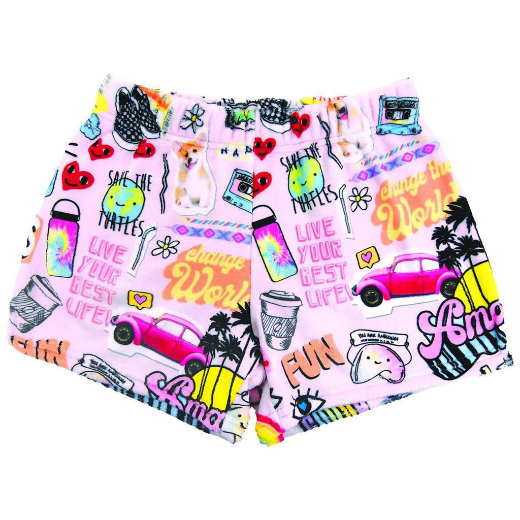 iscream Big Girls Silky Soft Plush Fleece Shorts Kawaii Besties Collection 