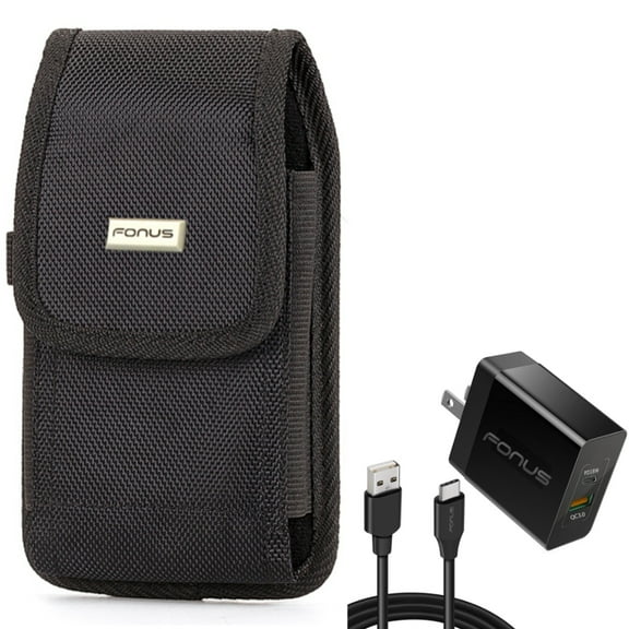 Case Belt Clip w 36W PD Home Charger for Samsung Galaxy S22 Ultra,S21,Ultra,S20 Ultra,Plus,Fan Edition,FE 5G - Rugged Holster , Fast Type-C 6ft Long Cable USB-C Combo