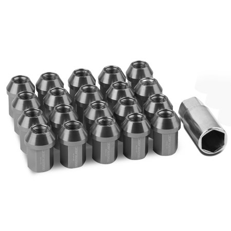 Alloy Metal Main Rotor - 20-Piece M12 x 1.5 Aluminum Alloy Wheel Lug Nuts + Deep Drive Extension (Gun Metal)
