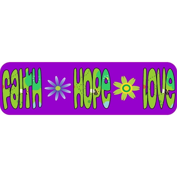 10in x 3in Faith Hope Love Vinyl Bumper Stickers Car Decals Window Sticker Decal