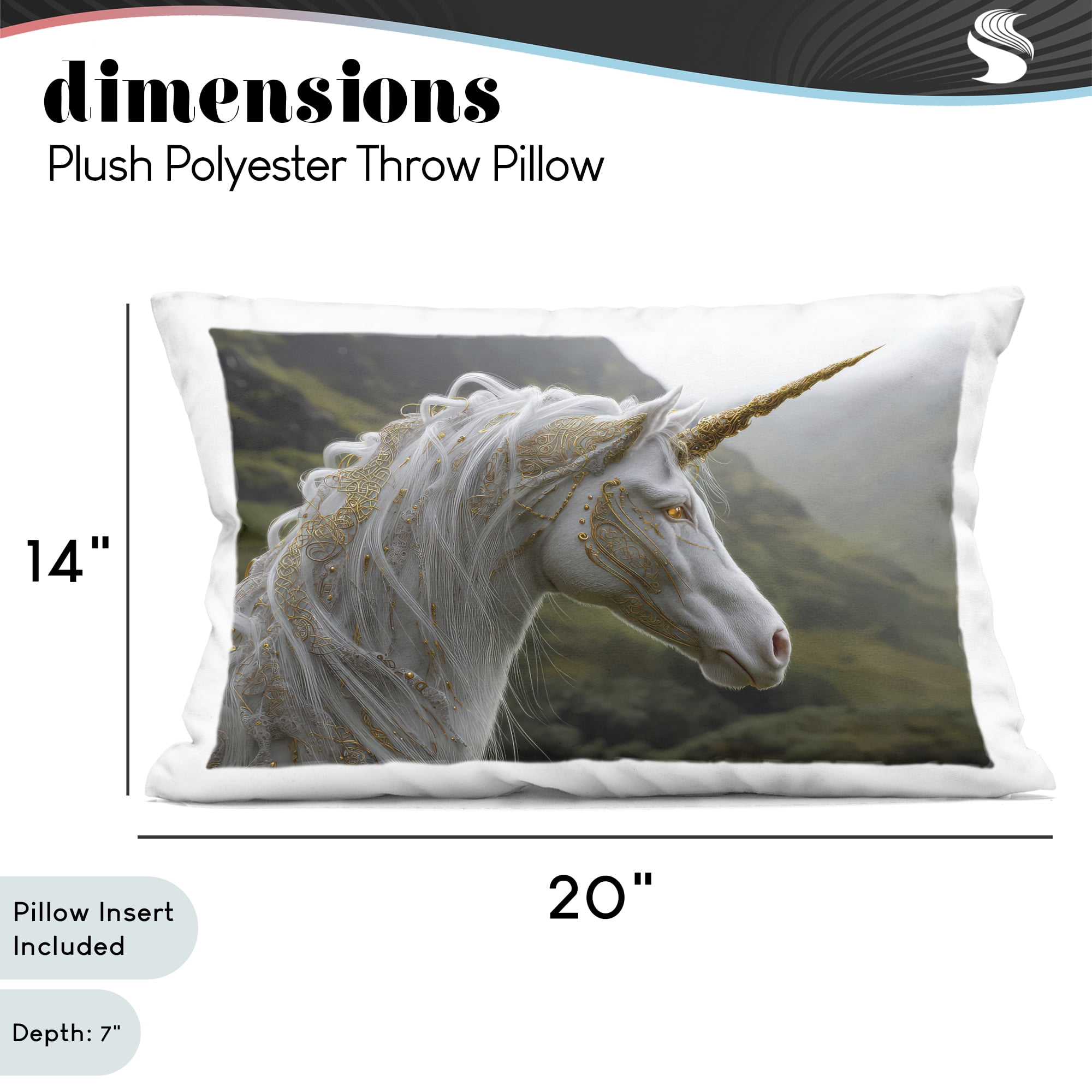Stupell Industries Ornate Celtic Unicorn Decorative Printed Throw Pillow, design by The Wands Want, 14 x 7 x 20