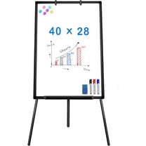 Easel Whiteboard - Black Magnetic Portable Dry Erase 40 x 28 Tripod Height Adjustable, Flipchart Easel Stand White Board for Office