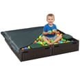thumbnail image 1 of Brown HDPE Outdoor Sandbox with Canopy & Liner - 48.4" Square Play Station for Backyard Fun, 1 of 7