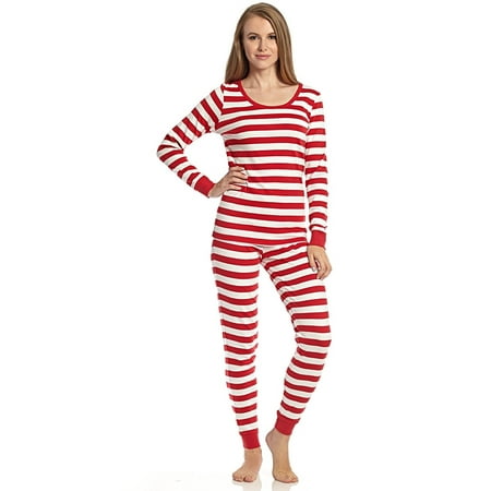 

Women s Red & White Cotton Stripes Pajamas