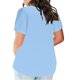 thumbnail image 4 of Top de Manga Corta de Verano para las Mujeres de Tamaño Grande Falso Bolsillo V-Cuello Camiseta, Mezcla de Poliéster Algodón Spandex Top Casual, Lavado a Mano Más Tamaño, 4 of 7