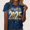 thumbnail image 4 of Camisetas Casuales de Mujer Año Nuevo Impreso Suéter de Manga Corta Cuello Redondo, Top de Moda para el Uso Diario, 4 of 4