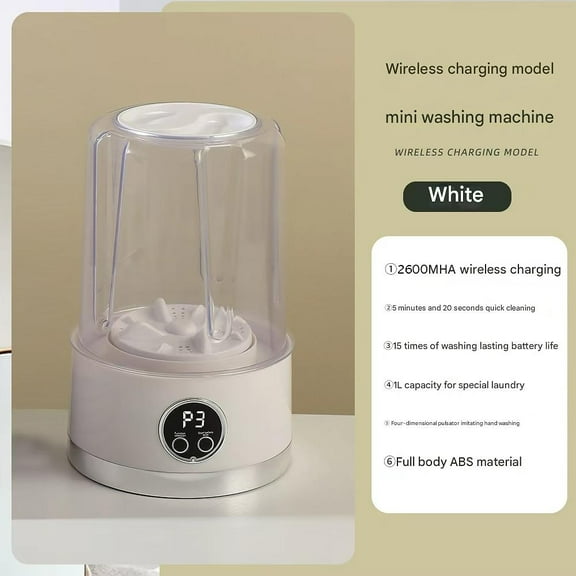 Smart Laundry Cup, Mini Underwear Washing Machine, Wireless Portable Laundry Cup, with LCD Display, for Small Clothes Apartment, Home, Hotel and Camping