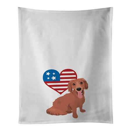

Dachshund Red #1 Patriotic White Kitchen Towel Set of 2 19 in x 28 in