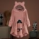 thumbnail image 2 of Sudaderas con capucha de forro polar para mujer, ropa de casa informal, sudaderas sueltas con estampado de gato Kawaii, jerséis largos y esponjosos, camisas con capucha de botón, Invierno, 2 of 5