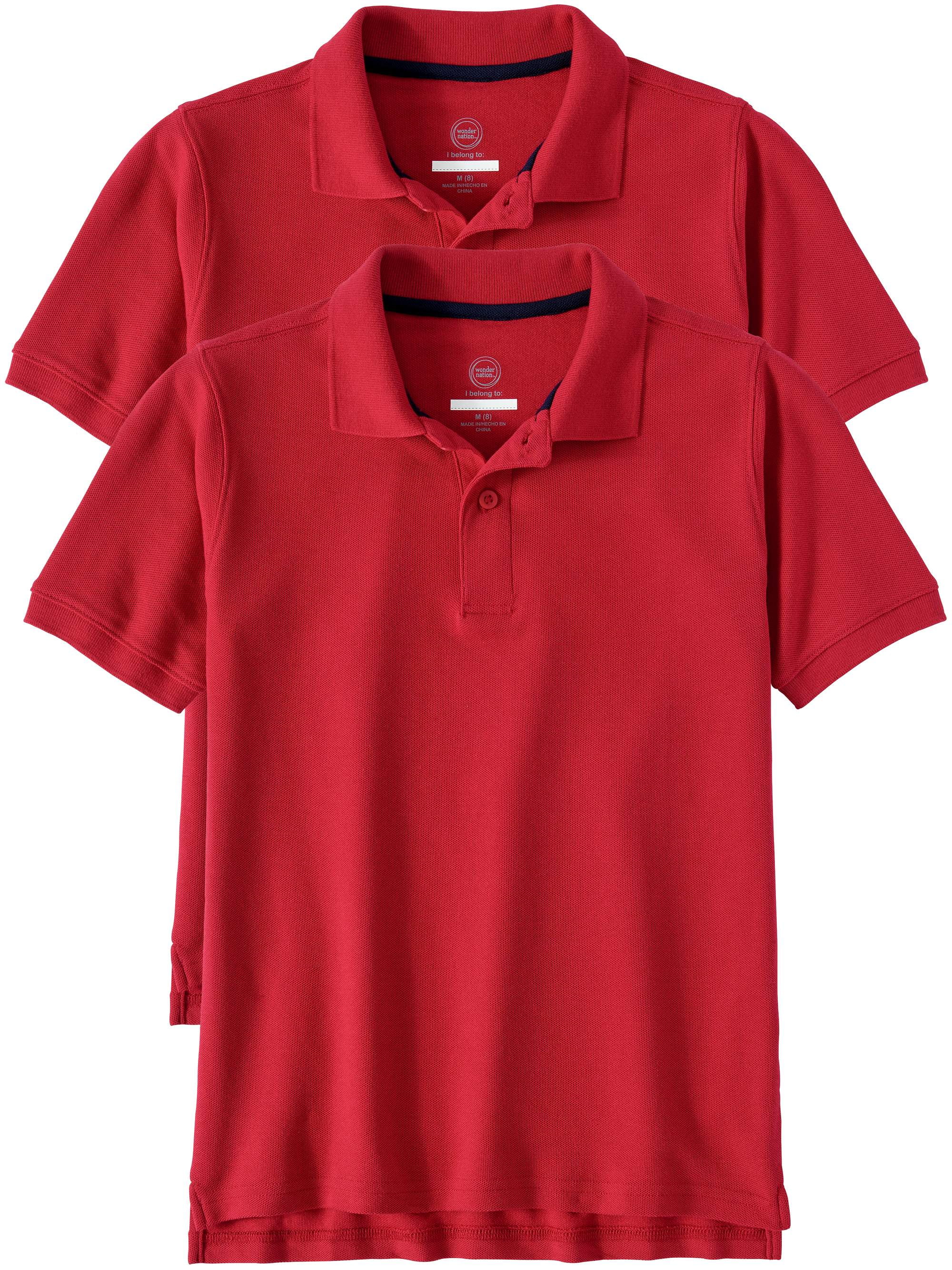 Wonder Nation Husky Boys School Uniform Short Sleeve Double Pique Polo