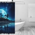 thumbnail image 2 of Shower Curtain, Hawaiian Beach Pirate Moon Waterproof Fabric Plastic Shower Curtain, Drying Fast Bathroom Curtain with 9 Buttonholes, Ruffle Shower Curtain 60x72in, 2 of 8