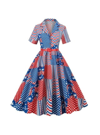 PMUYBHF 4Th of July Summer Dresses with Built in Bra Women's Round